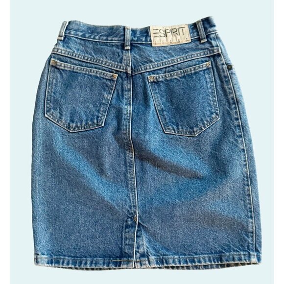 Vintage ESPRIT 90s / 2000s / Y2K Denim Knee Length Skirt Size XS - Picture 4 of 7